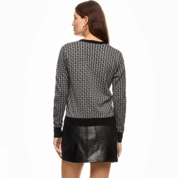 ROSETA GETTY Women's Jacquard Cardigan With Contrast Trim Size S - Picture 3 of 11